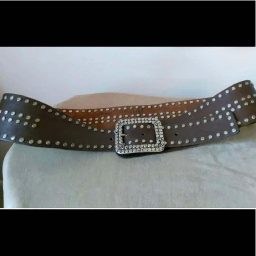Vintage GARUGLIERI Studded Brown Italian Leather Belt